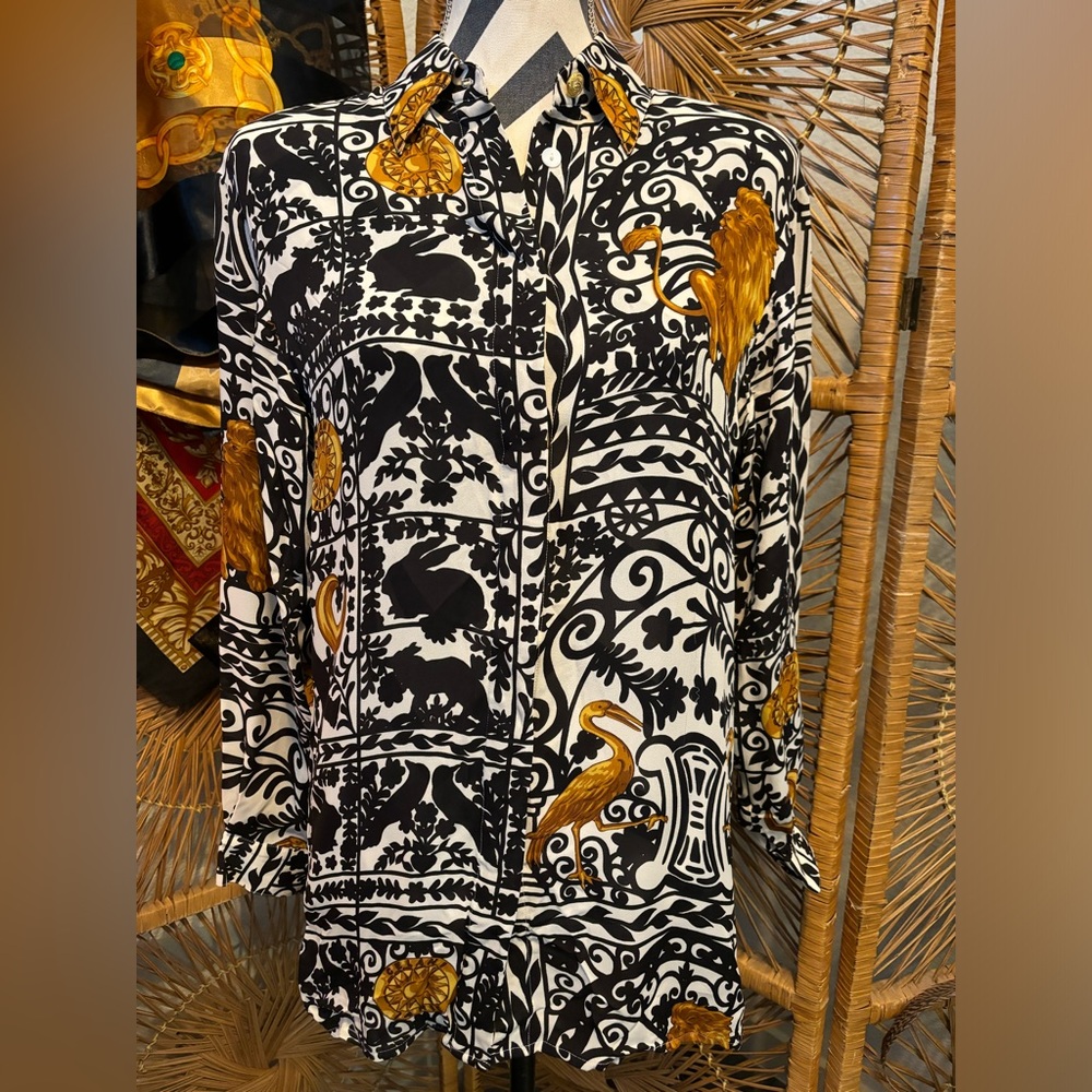 Vintage NWT 1980s Paolo Santini retro geo print silk nose